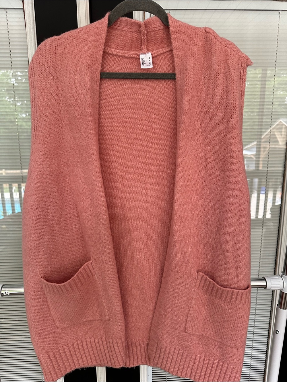 Size 18 Women’s Open-Front Sleeveless Cardigan Vest - Dusty Rose.tunic length.